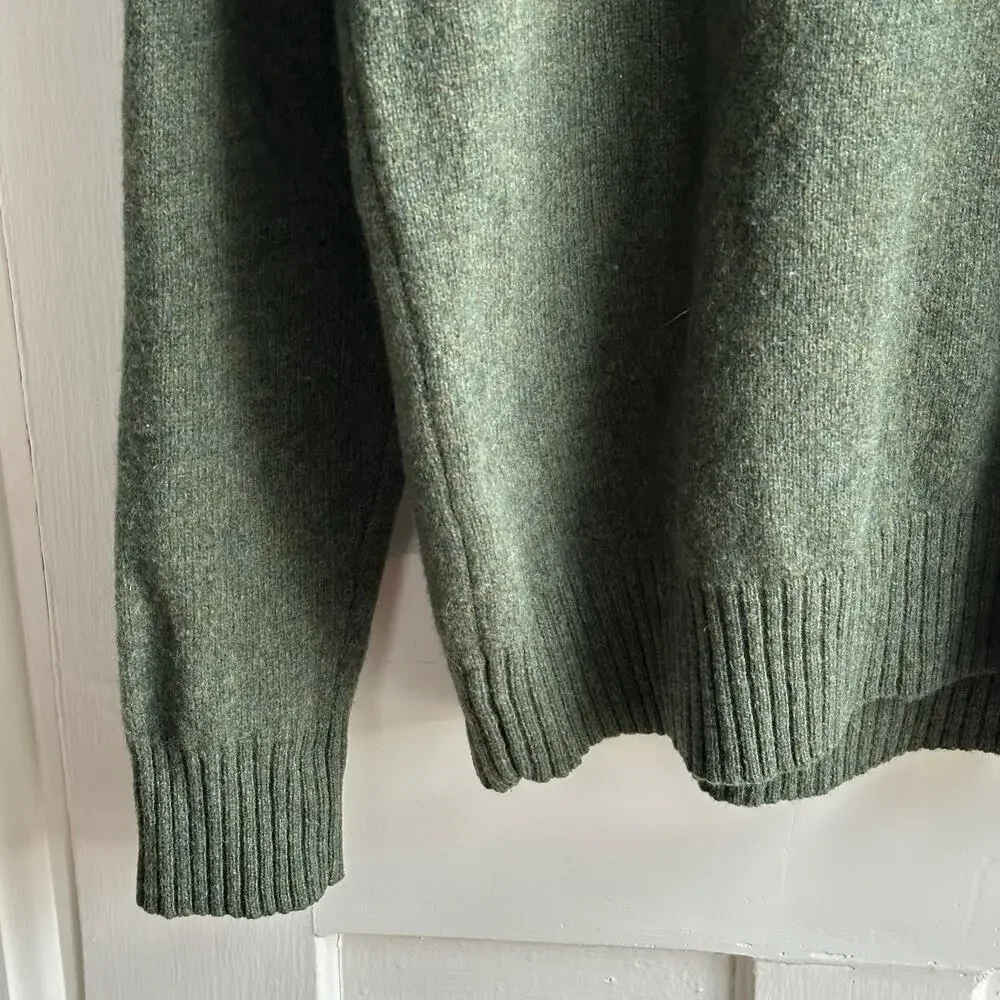 J.Crew Premium Lambswool Shawl Collar Sweater – Olive Green – Size M